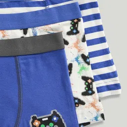 Mothercare Pack of 3-Blue Printed Hipster Briefs LK989 image 2