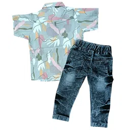 Gori Garmentss Boys Printed Short Sleeves Shirt With Jeans image 3