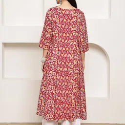 Secret Wish Women Maternity Floral Printed Panelled Pure Cotton Kurta with Trousers image 2