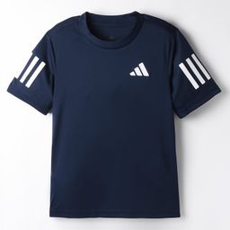 ADIDAS KIDS Knit Half Sleeves T-Shirt with Tape Detailing - Navy Blue-picture-42