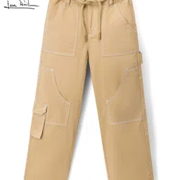 arias by lara dutta Arias Cotton Woven Full Length Solid Colour Trouser Pant With Pockets - Beige-picture-16