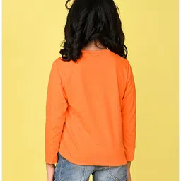 NUSYL Cotton Blend Full Sleeves Super Style Text Printed Tee - Orange image 3