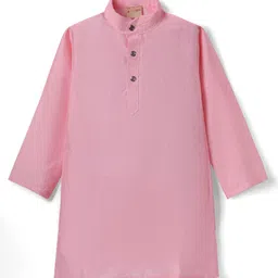 Ridokidz Full Sleeves Solid Kurta & Pyjama With Floral Printed Jacket Set - Baby Pink image 2