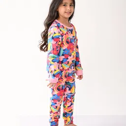 Anthrilo Full Sleeves Seamless Floral Printed Fleece Sweatshirt With Coordinating Jogger - Pink image 4