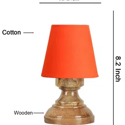 Devansh Orange cotton Natural Wood Table Lamp image 3