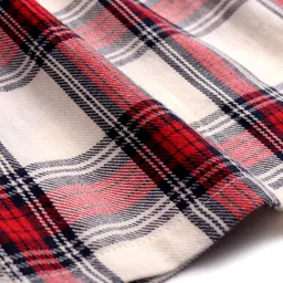 Babyhug Rayon Knit Full Sleeves Checkered Top with Frill Detailing - Off White image 3