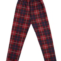 Earth Conscious 100% Cotton Knit Plaid Checked Lounge Pants - Maroon & Navy Blue image 4