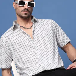 SHOWOFF Men Smart Slim Fit Opaque Printed Casual Shirt-image-62