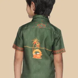 Sethukrishna Boys Green Floral Printed Casual Shirt image 2