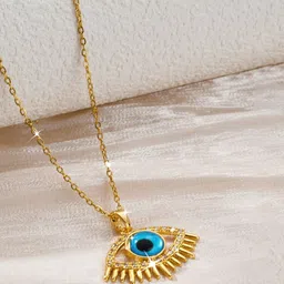 Designs & You Gold-Plated Stainless Steel Stones Studded Contemporary Pendant With Chain image 5