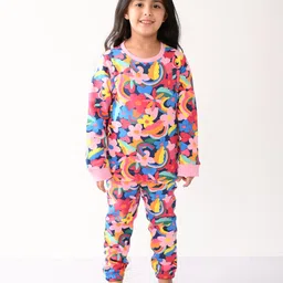 Anthrilo Full Sleeves Seamless Floral Printed Fleece Sweatshirt With Coordinating Jogger - Pink image 5