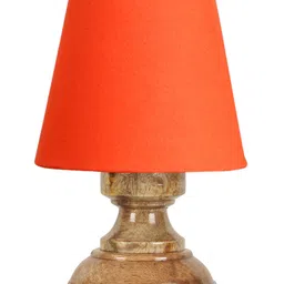 Devansh Orange cotton Natural Wood Table Lamp image 4