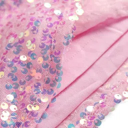 Hola Bonita Short Sleeves All Over Sequin Party Dress With Belt- Pink image 4