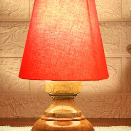 Devansh Orange cotton Natural Wood Table Lamp image 5