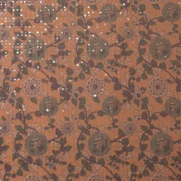 Mitera Mustard & Black Sequinned Pure Georgette Saree image 4