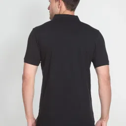 Arrow Sport Black Cotton Regular Fit Striped Polo T-Shirt image 2