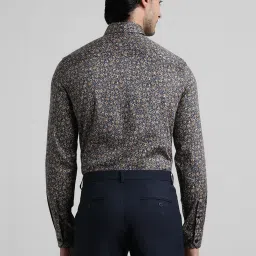 Jack & Jones Black Iris Cotton Slim Fit Printed Shirt image 2