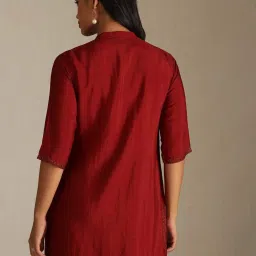 Soch Maroon Viscose Blend Embellished Top image 2