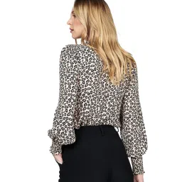 Cover Story Beige & Black Printed Shirt image 2
