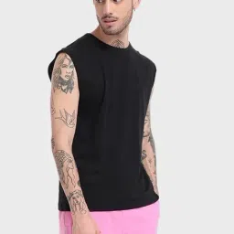Bewakoof Jet Black Relaxed Fit Tank Tee-image-28