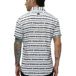 Mufti White Slim Fit Striped Cotton Shirt image 2