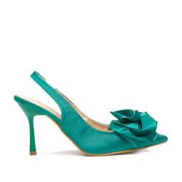 Flat N Heels Women's Green Sling Back Stilettos image 2