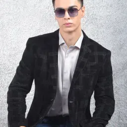 Crimsoune Club Black Polyester Regular Fit Checked Blazer-picture-43