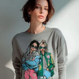 StyleCast x Revolte Women Graphic Printed Round Neck Long Sleeves Sweatshirt-picture-16