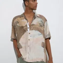 nuon men Nuon by Westside Brown Scenic-Inspired Relaxed-Fit Shirt-picture-15