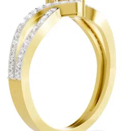 Sparkles 14K (585) Yellow Gold Lab Grown Diamond 0.36 Ct Round Shape Twirl Ring image 3