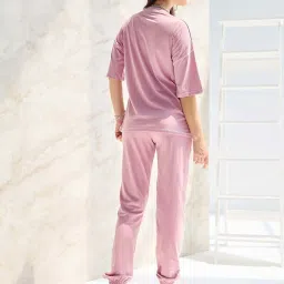 Styli Pink Printed Oversized T-Shirt Joggers Set image 2