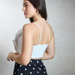 VIRGIO White Cotton Solid Sleeveless Crop Top image 2