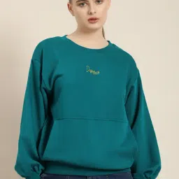 Difference of Opinion Green Fleece Typographic Oversized Pullover-picture-11