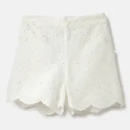 United Colors Of Benetton Girls White Cotton Regular Fit Floral Print Shorts-picture-38