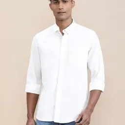 Crocodile White Cotton Solid Regular Fit Shirt-picture-24