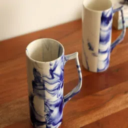 Unravel India Shades of Earth Multicolor Ceramic Beer Mug - Set of 2 image 2