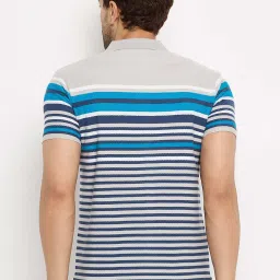 Duke Grey Regular Fit Striped Polo T-Shirt image 2