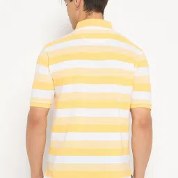Duke Yellow & White Regular Fit Striped Polo T-Shirt image 2