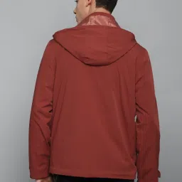 Allen Solly Maroon Cotton Regular Fit Hooded Jacket image 2