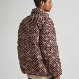 Pepe Jeans Trail Brown Regular Fit Printed High Neck Puffer Jacket image 2