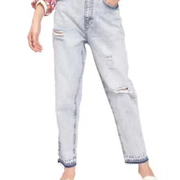 KENDALL + KYLIE Blue Cotton Mid Rise Jeans-image-17