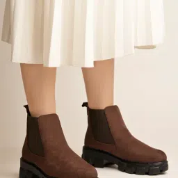 Shoetopia Women's Brown Chelsea Boots-image-38