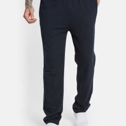 Octave Navy Cotton Regular Fit Striped Trackpants-picture-45