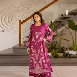Autumnlane Berry Sonpal Printed Flared Fit Kurta Pant Set image 3