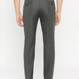 SOLEMIO Black Slim Fit Check Flat Front Trousers image 2