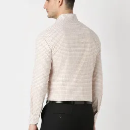 Van Heusen Cream Cotton Slim Fit Checks Shirt image 2