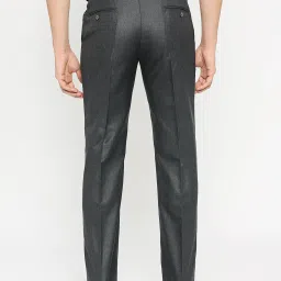 SOLEMIO Navy Slim Fit Flat Front Trousers image 2