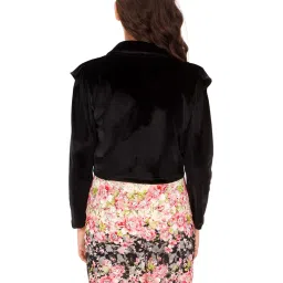 Cutecumber Kids Black & Cream Floral Print Full Sleeves Dress with Shrug image 2