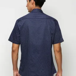 showoffff SHOWOFF Navy Blue Slim Fit Printed Shirt image 2