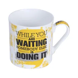 Goodhomes White & Yellow Bone China Coffee Mugs (350 ml) - Set of 4 image 2